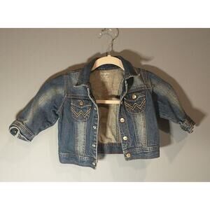 WRANGLER BABY BLUE DENIM Medium Wash JACKET Button Snaps Pockets Size 18 Months
